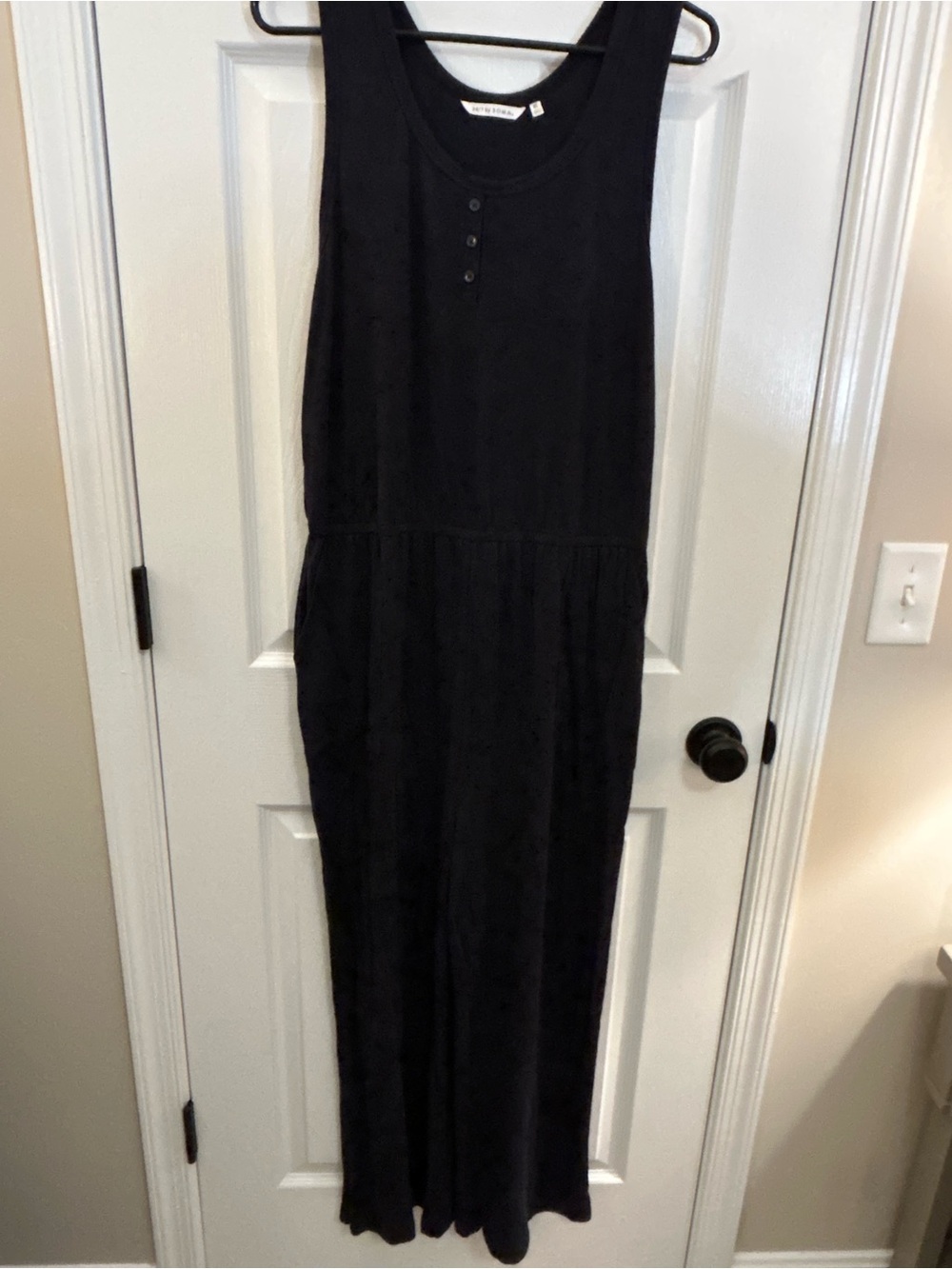 24/7 by SOMA Navy Blue Sleeveless Henley Lounge Jumpsuit XL